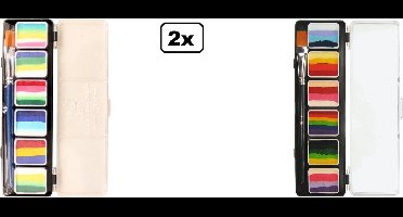 2x Palet Splitcake 6x6 gram incl. penseel - 1x palet A en 1x pallet B - Themaparty - Festival thema feest party fun