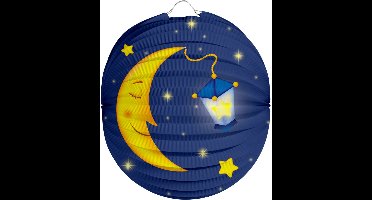 Folat Lampion maan - 22 cm - donker blauw - papier - Sint maarten/kinderfeestje lampionnen
