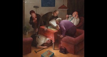 Art Revisited Giclée op canvas Marius van Dokkum - Onder Moeders paraplu 30 x 30 cm (wanddecoratie)