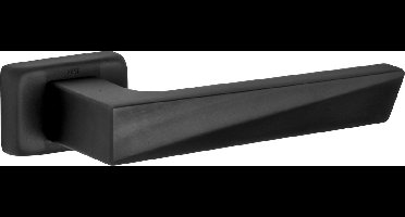 Deurkruk op rozet - Zwart - Messing - M&T - M&T Krukgarnituur Mini V, mat zwart PVD
