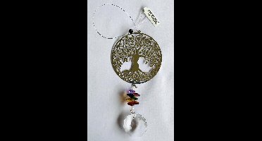 Nature's Melody Spinner COSMO HANGER TREE OF LIFE  / LEVENSBOOM 9.5cm MET CRYSTAL SUNDROP kristal glas eronder 45CM Feng Shui