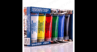 Acrylverfset 6 kleuren - 75ml per tube