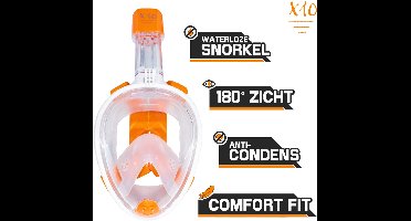 X10 Snorkelmasker - Duikbril - Snorkel - Snorkelset - Full Face Masker - Volwassenen - Oranje - S/M