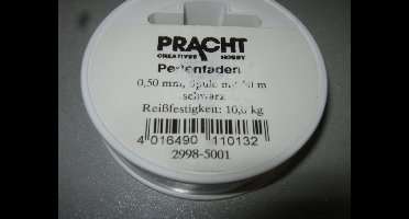 Pracht 50 meter klos Perlondraad 0.5mm zwart