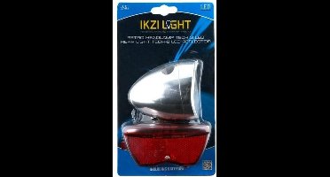 Ikzilight Retro fietslampenset - chroom - 3x LED voor - 5x LED achter - batterijvoeding - zichtbaarheid tot 800m