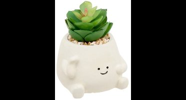 Atmosphera Nippo Agave Kunstplant met Pot - 8x8x12cm - Wit