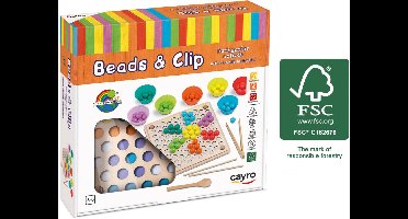 Cayro Beads and Clip - Montessori Sorteerspel met Kraaltjes, Pincet, Eetstokjes en Lepel - 8 Sjablonen Plus 2 Blanco - Motoriek en Kleurherkenning - Vanaf 3 Jaar - Cayro Collection