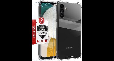 Hoesje Geschikt Voor Samsung Galaxy A04S Hoesje transparant Anti Shock silicone back cover Met Screenprotector 2 PACK