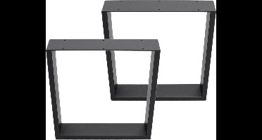 2x tafelpoten Bankrunners van vierkante profielen 40x43 cm antraciet staal met poedercoating