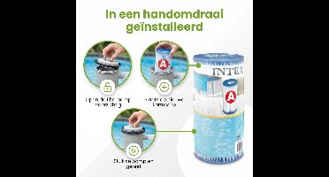 Intex Rond Prism Frame Zwembad - 366 x 76 cm - Grijs - Inclusief Pomp Afdekzeil - Solar Mat - Warmtepomp - 7-delig