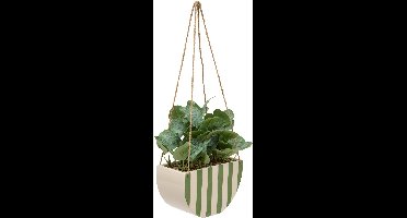 Atmosphera Kunstplant Hangplant Chéri met keramieken pot - 21x10x27cm - Groen