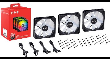XPG VENTO R 120 ARGB PWM 3 Pack, Black, Rifle Bearing, 120mm Fan, 4-Pin PWM, Speed: 300-1600 RPM, Max Air Flow: 65.33 CFM, Fan Noise: 24 dBA