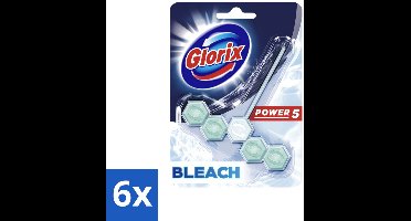 Glorix - Power 5 - Toiletblok - Bleach - Anti-Kalkwerking - Langdurige Frisheid - 1 Blok - Voordeelverpakking - 6 stuks