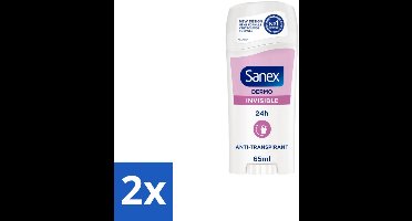 2 x Sanex – Deodorant Stick – Dermo Invisible – 65 ml - Onzezichtbare Deodorantstick - Deodorantstick - Onzichtbare Deodorant - Huidvriendelijke Deodorant - Langdurige Frisheid