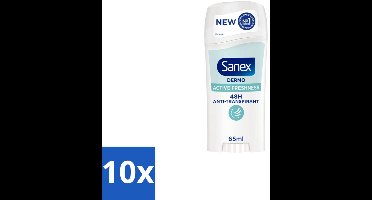 10 x Sanex – Deodorant Stick – Dermo Active Freshness – 65 ml - Deodorantstick - Frisheid - Huidbescherming - Zachte Textuur - Langdurige Frisheid