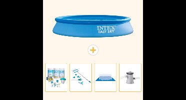 Intex Rond Opblaasbaar Easy Set Zwembad - 305 x 61 cm - Blauw - Inclusief Onderhoudspakket - Schoonmaakset - Grondzeil - Zwembadfilterpomp - 5-delig