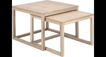 Corn set salontafels eiken wit geloogd.
