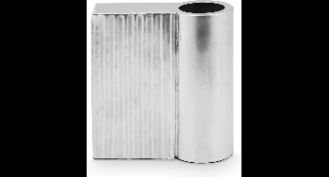 vtwonen Metalen Vaas voor Bloemen - Woondecoratie - Geribbeld Zilver - 20cm