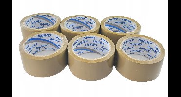 6x Bruine Pakkingstape Solvent 54m - Sterke Kleefkracht voor Zware Pakketten