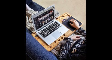 MikaMax Lapzer Laptop Desk - Bamboe Laptoptafel - 2,2 kg - met Muismat, Telefoonhouder en Koelgaten