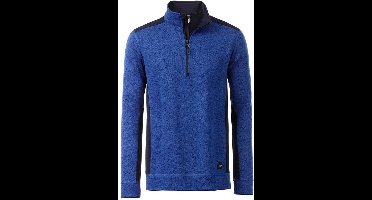 James and Nicholson Heren Gebreide werkkleding Fleece Half-Zip (Royal Blue Melange/Navy)