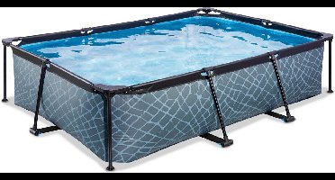 EXIT Stone Frame Zwembad 300x200x65cm - Opzetzwembad - met Filterpomp - Rechthoekig - Grijs