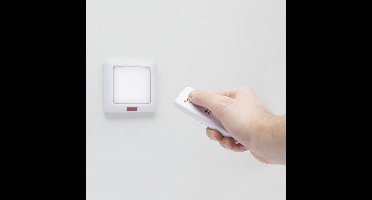 Wandlamp op Batterijen - Met Afstandsbediening - 16x LED - Compact Formaat - Wit - Inclusief Bevestigingsschroef - Bereik tot 10m - Voor Sfeerverlichting, Nachtlamp & Decoratief Gebruik [20287]