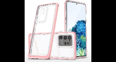 Hoesje Geschikt Voor Samsung Galaxy S20 Plus hoesje transparant cover met bumper Rose Goud - Ultra Hybrid hoesje Hoesje Geschikt Voor Samsung Galaxy S20 Plus case
