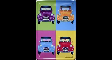 Citroen 2CV Warhol Metalen wandbord in reliëf 20 x 30 cm.