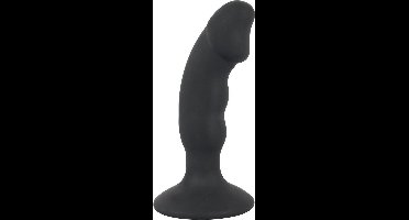 Black Velvets – Vibratie Anaal Plug met Zuignap Licht Gebogen Penis Vorm voor P-Spot Stimulatie – 14 cm - Zwart