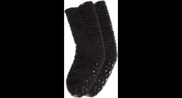 Huissokken van Out of the Blue - Warme sokken Fluffy met antislipzool - Zwart