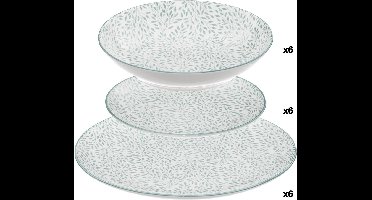 Jasmin Servettenset 18 Delig - Elegant porselein met bladmotief