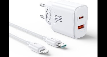 Joyroom 20W Oplader met USB C naar USB C Kabel - 1 Meter - Wit