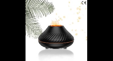 Aroma Diffuser - Air Purifier -Luchtbevochtiger - Humidifier - Vulkaanvorm - Vlameffect - Automatische Uitschakeling - Zwart
