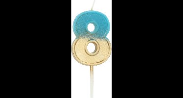Folat - Kaars Retro Cijfer 8 Blauw