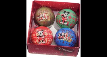 Kurt S. Adler kunststof kerstbal disney mickey mouse 7.5cm multi 4 stuks