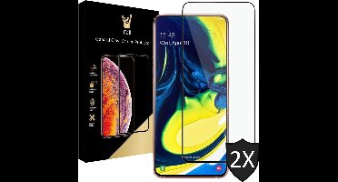 Screenprotector geschikt voor Samsung A80 - Full Screen Protector Glas - 2 Stuks