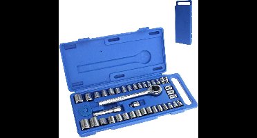 Benson 40-delige doppendoos - metrisch en inch - verchroomde zeskant doppen - compact
