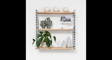 Tomado - Wandrek - Hout & Zwart - Boekenrek - 70x21x68cm - Uitbreidbaar