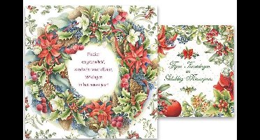 Kaarten - Kerst - Janneke Brinkman - Kerstboeket/Kerstkrans - 2 motieven - 10 st.