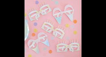 8 pastelkleurige verjaardag brillen - Feestdecoratievoorwerp