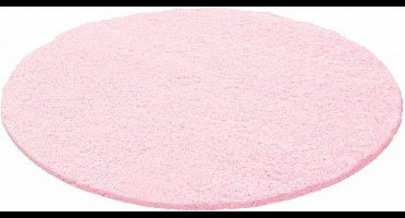 Hoogpolig vloerkleed, effen kleur - roze, woonkamerkleed, jute achterkant, afmeting: 160 cm rond