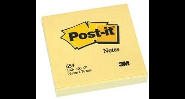 Post-it® memoblok geel - 76 x 76 mm - 100 vellen