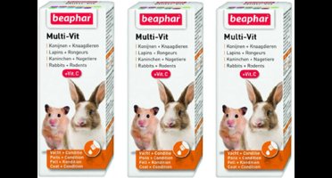 3x Beaphar Multi-Vitamine Konijn & Knaagdier - voedingssupplement - 50ml