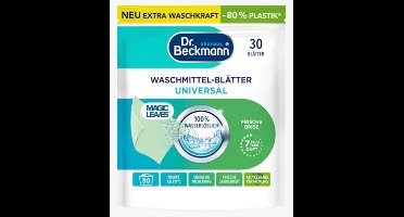 LET OP!!!! INHOUD 30 STUKS / Dr. Beckmann Wasmiddeldoekjes UNIVERSAL / Wasmiddelstrips 30 STUKS / Dr. Beckmann / Witte Was / Magic Leaves Universeel / Vegan- geen conserveringsmiddel-80% minder plastik