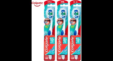 Colgate Whole Mouth Clean 360° Tandenborstels Medium - 3 Stuks - Tandenborstel en Tongreiniger - Ervaar Optimale Tandverzorging