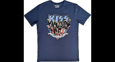 Kiss - Americana Heren T-shirt - L - Blauw