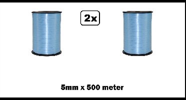2x Krullint lichtblauw 5mm x 500meter krul lint thema feest decoratie kado kado gold verjaardag