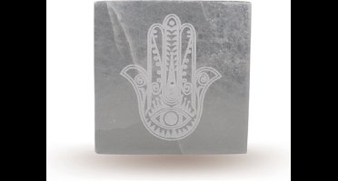 Seleniet wierookhouder Hand van Fatima - Seleniet oplaadplaat 10cm.