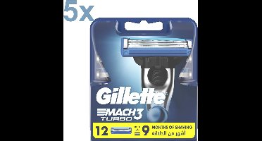 Gillette - Mach3 Turbo - Scheermesjes Voor Mannen - 60 Navulmesjes - Voordeelverpakking